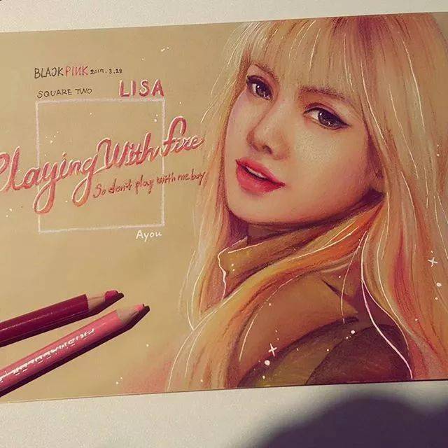 韩国彩铅手绘人物清新少女太清新太美了