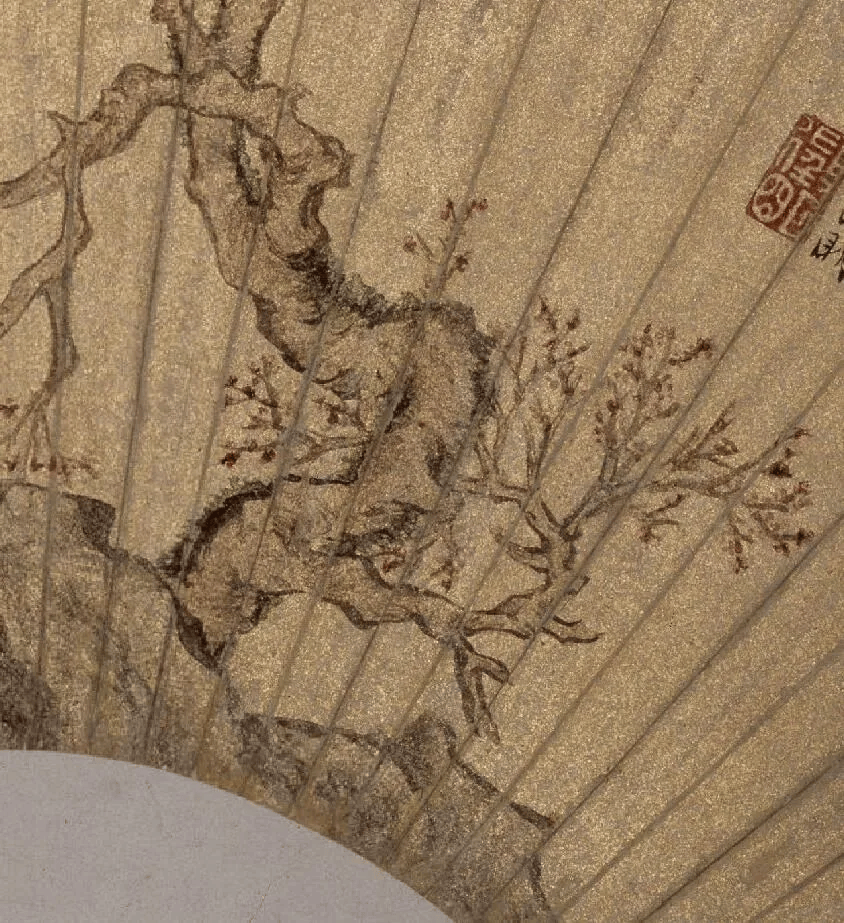 文徵明红杏湖石图扇页鉴赏