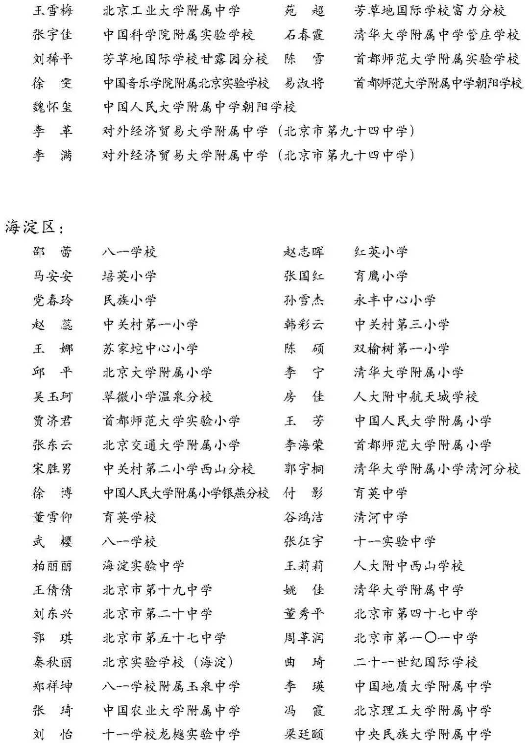 最新北京市中小学紫禁杯优秀班主任学生喜爱的班主任获奖名单公布