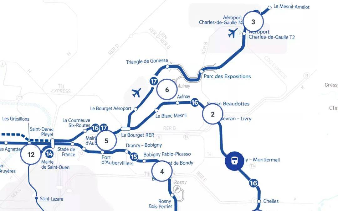 97大巴黎快线的16号线和17号线(les lignes 16 et 17 du grand