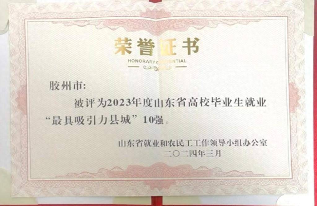 胶州市获评全省高校毕业生“最具吸引力”10强县_就业_人才_城市