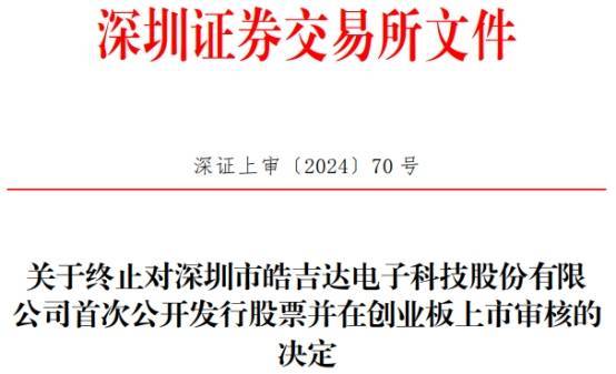 皓吉达终止创业板ipo 原拟募资7亿元中信证券保荐_深圳市_深交所_精密
