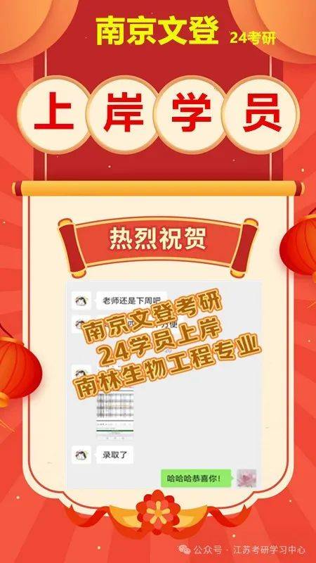 上岸喜报南京文登考研24学员上岸公示部分