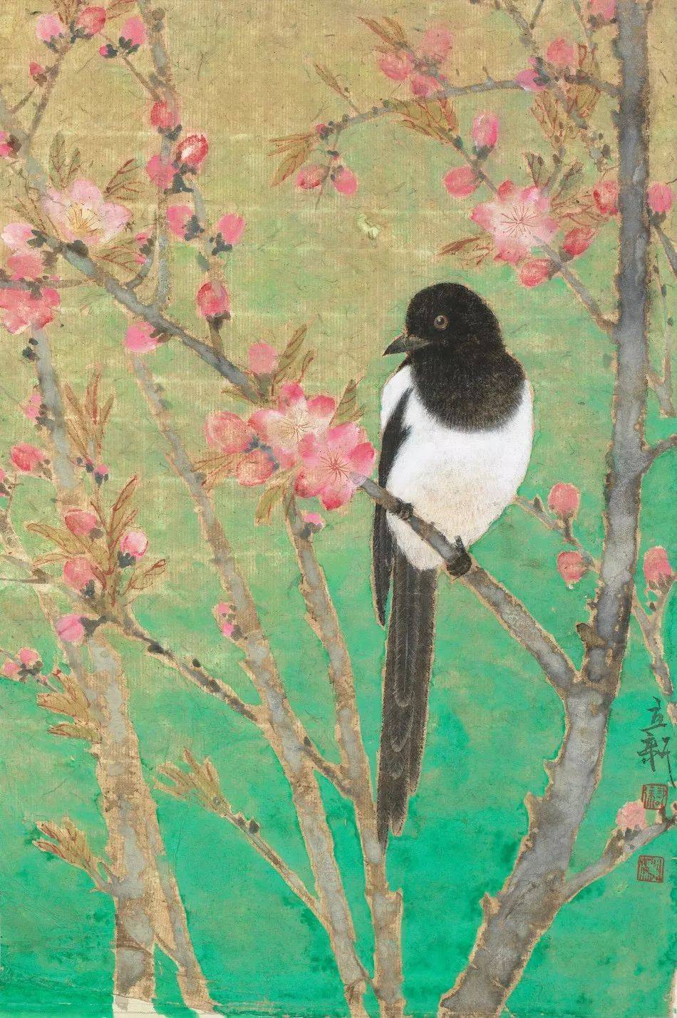 【国画天地】徐立新:花木催人老,一鸟一世界_艺术_作品_花鸟画