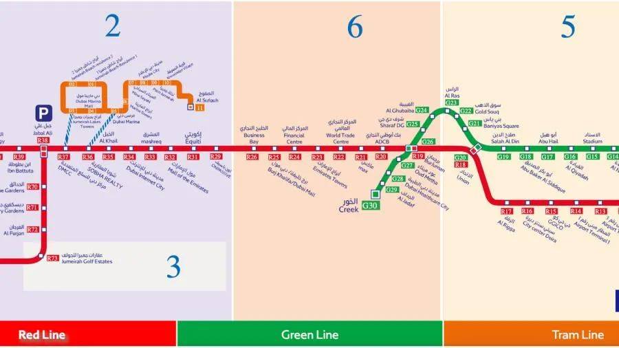 迪拜中英文地铁线路图图片