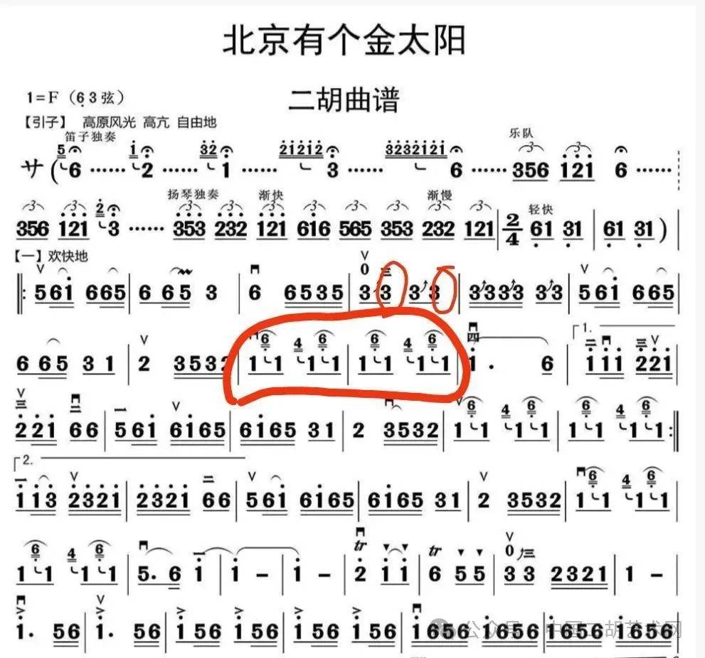二胡的打音有度数和次数之分,运用哪一种,要根据乐曲的风格而定