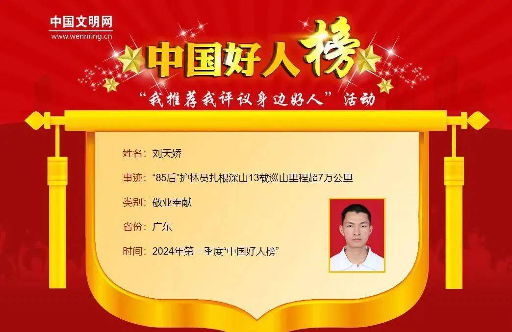 其中,来自河源龙川的"85后"护林员刘天娇,凭借扎根深山十三载巡山里程