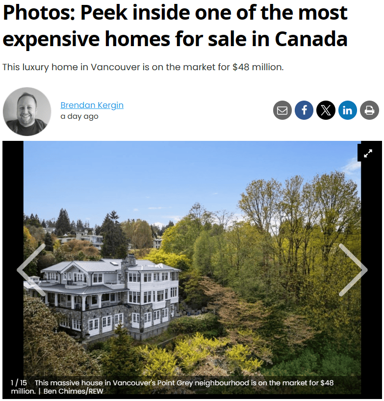 $5000万加拿大最贵豪宅一窥!俩集中在温哥华这个社区.