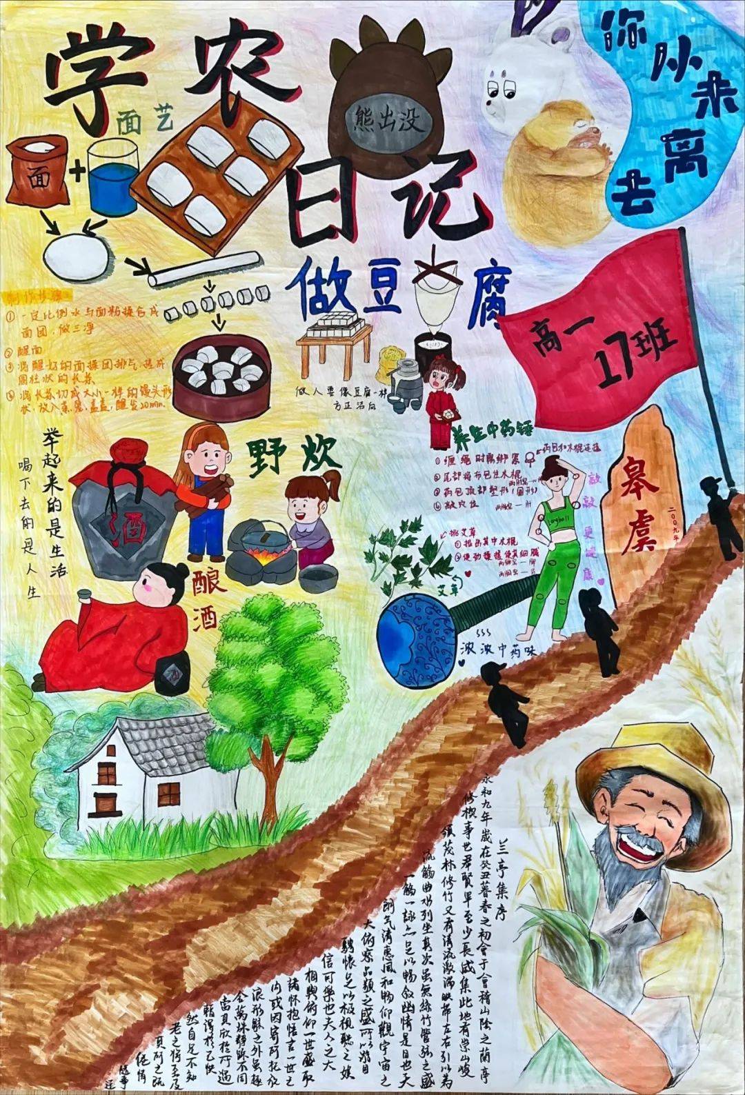 全环境立德树人 | 青岛十九中学农实践圆满落幕,各班创意海报展劳动