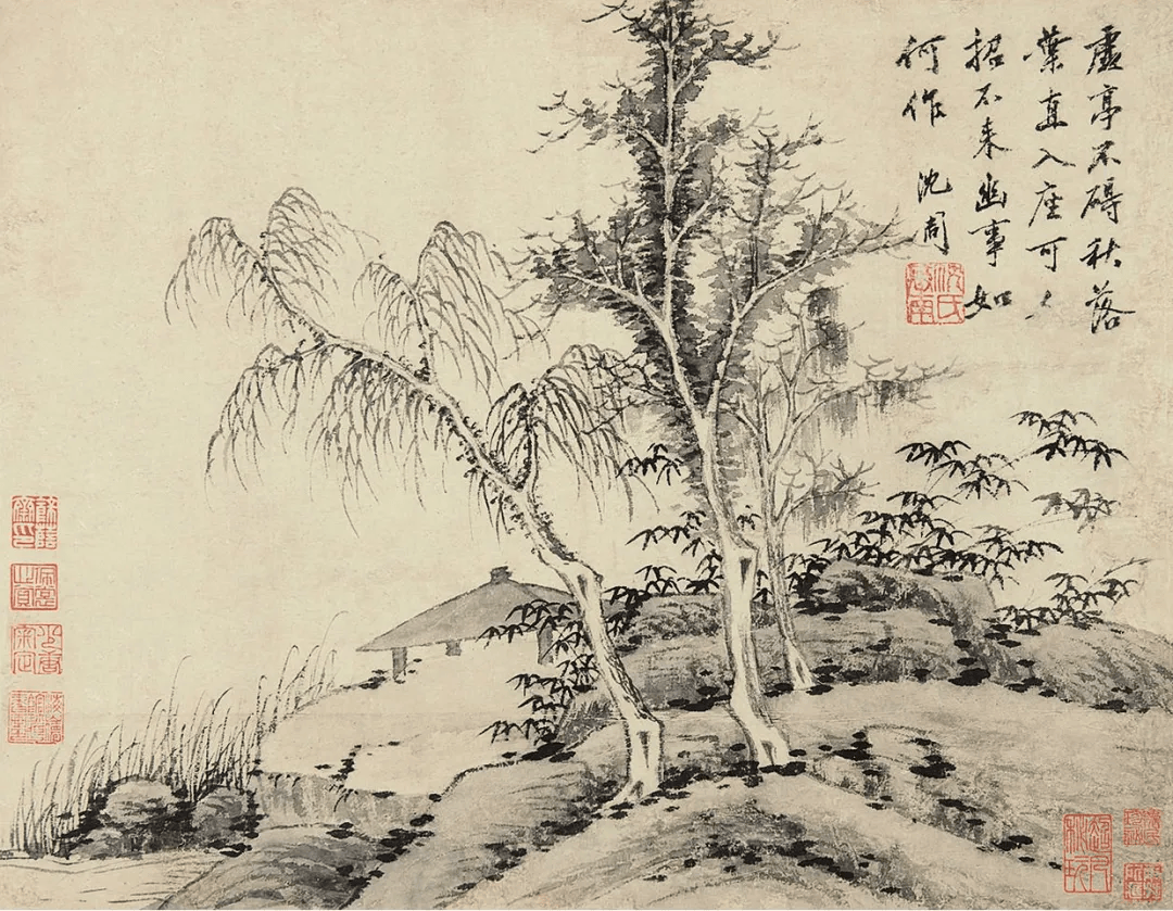 他画册 | 明 沈周 山水册 秋静过桥时