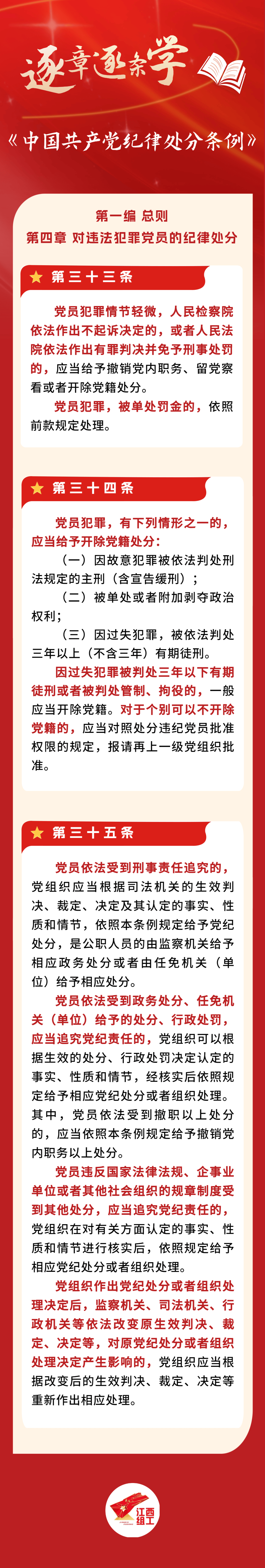 逐章逐条学《条例 对违法犯罪党员的纪律处分_修水县_微信_信号