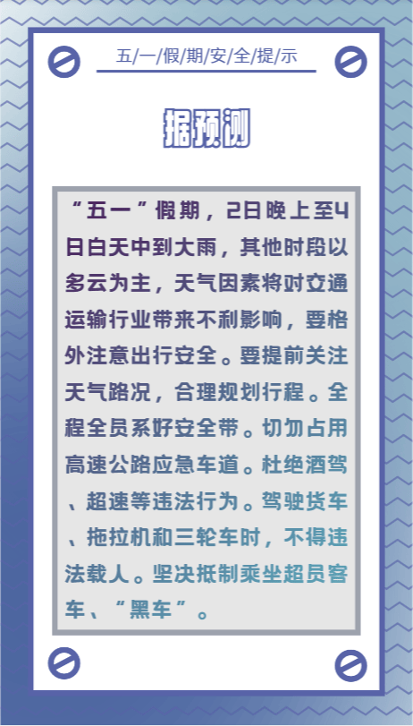 "五一"假期安全提示!