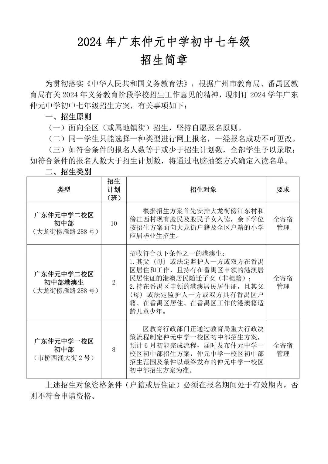 仲元中学全区摇号时间确定!67广州多所初中今年招生,附招生范围!
