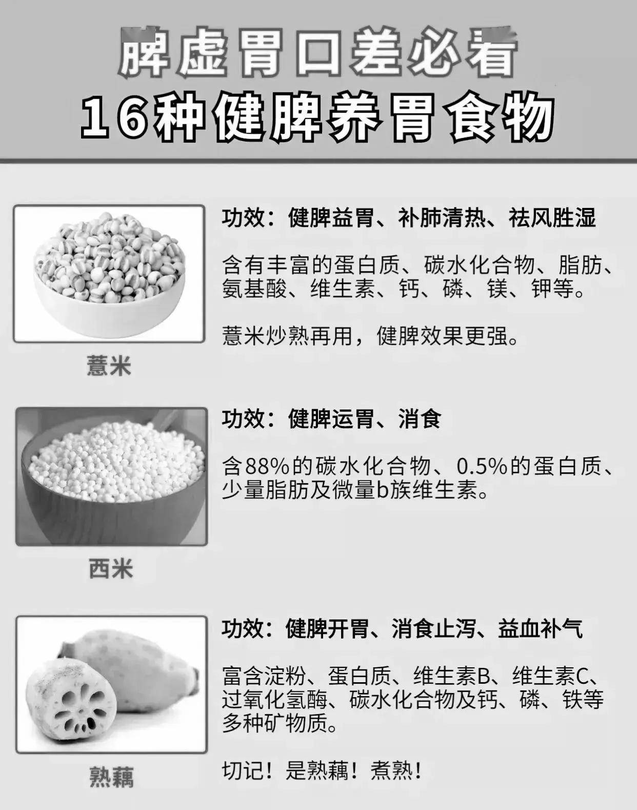 脾虚胃口差必看的16种健脾养胃食物