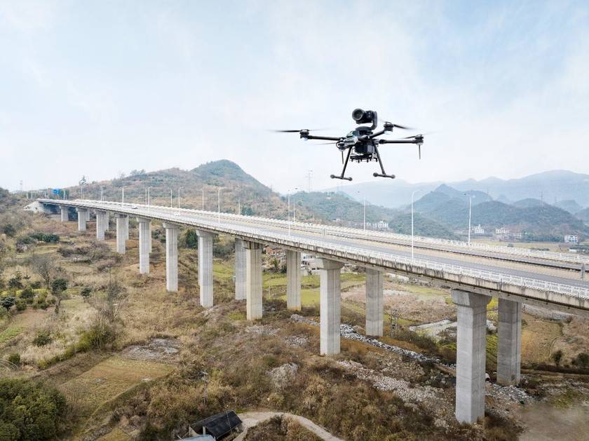 Bridge infrastructure viewed from the air