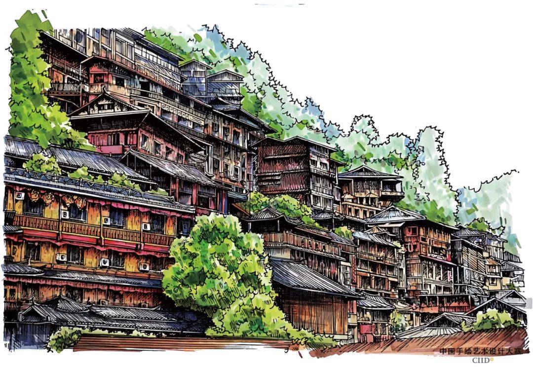 2023年第20届中国手绘艺术设计大赛二等奖获奖作品(学生组/建筑写生类