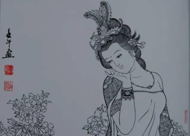 国画白描美女人物欣赏,收藏临摹!