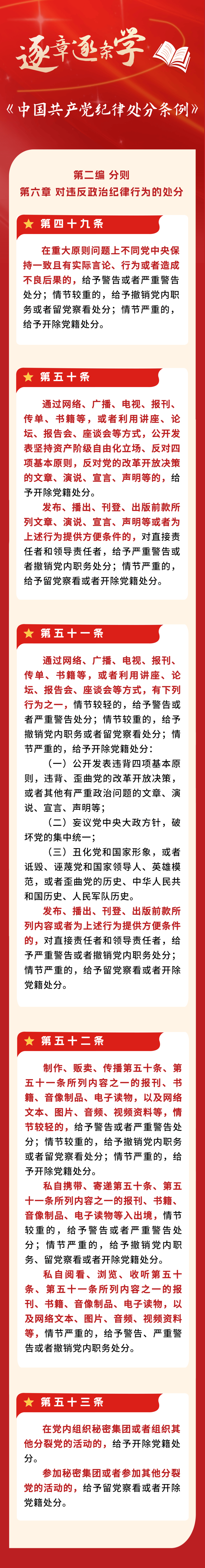 逐章逐条学《条例》(十): 对违反政治纪律行为的处分_规定_警告_答案