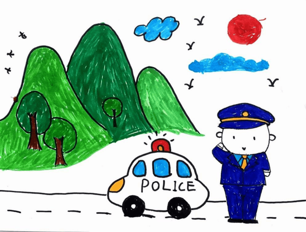 关于警察的绘画作品图片