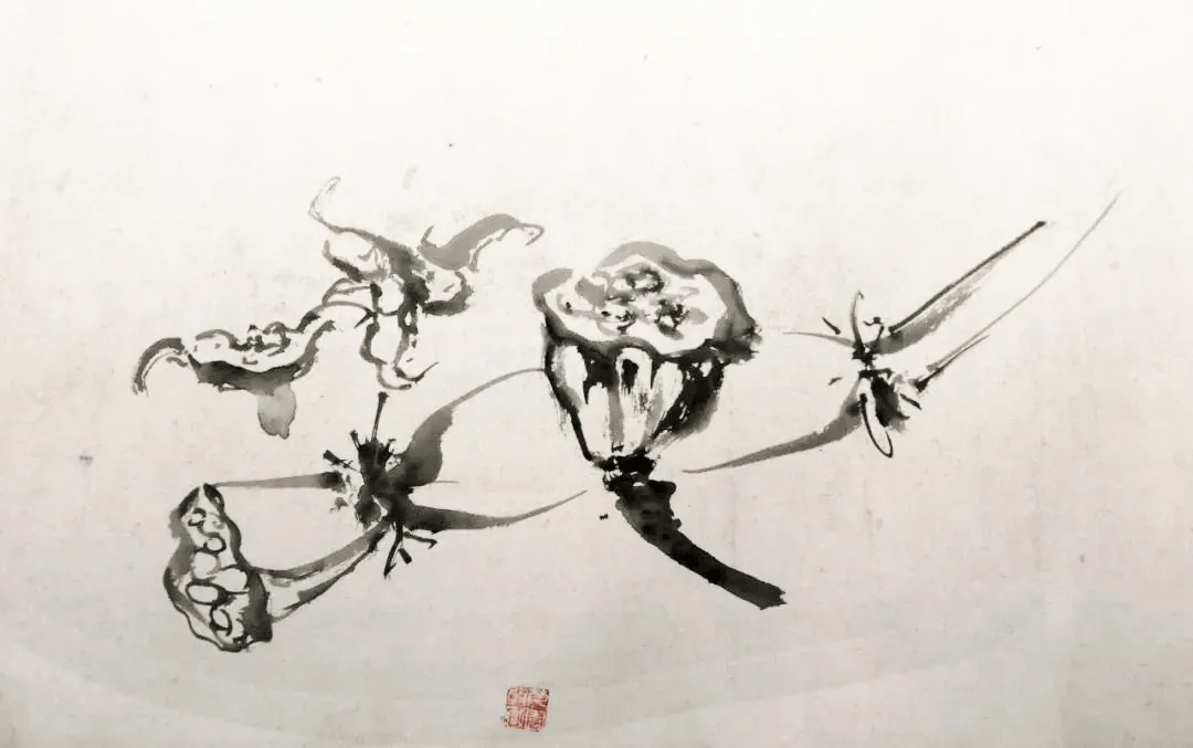 国画大师画的莲藕