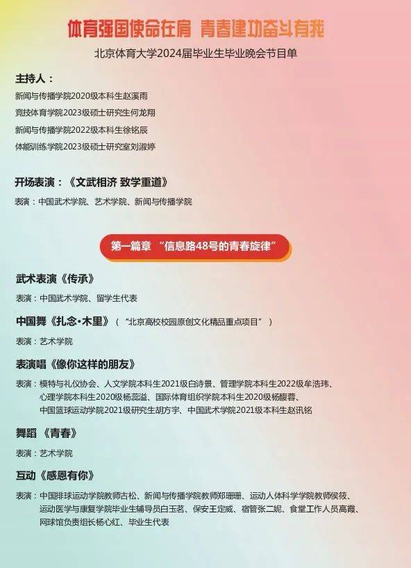 (演出节目顺序及内容以实际为准)2 0 2 4毕业快乐我们将最诚挚的祝愿