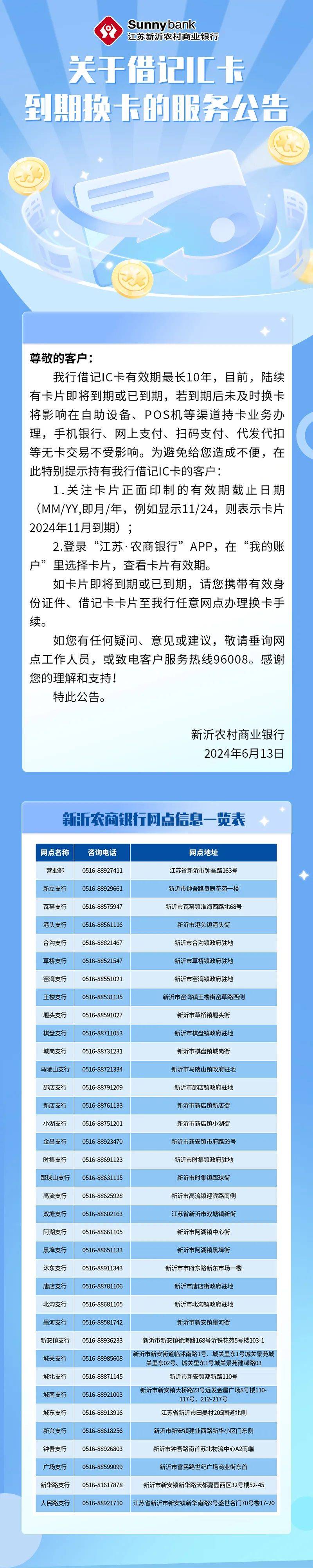 通知公告丨关于借记ic卡到期换卡的服务公告