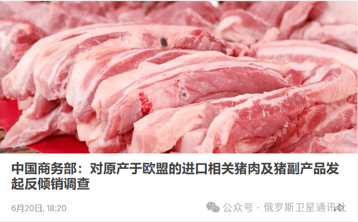 俄罗斯向中国供应首批猪肉 价值67.7万美元