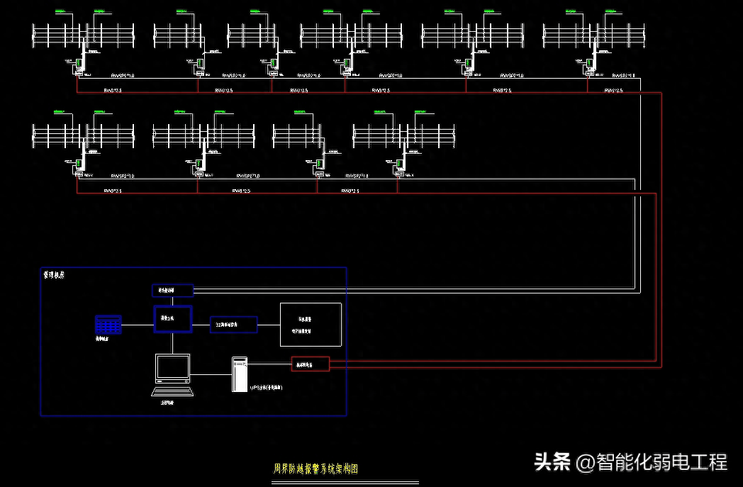 弱电电子围栏系统图及大样图,cad格式