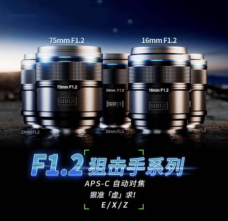 思锐推出AF 16/75mm F1.2两款相机镜头 提供富士X/尼康Z/索尼E卡口