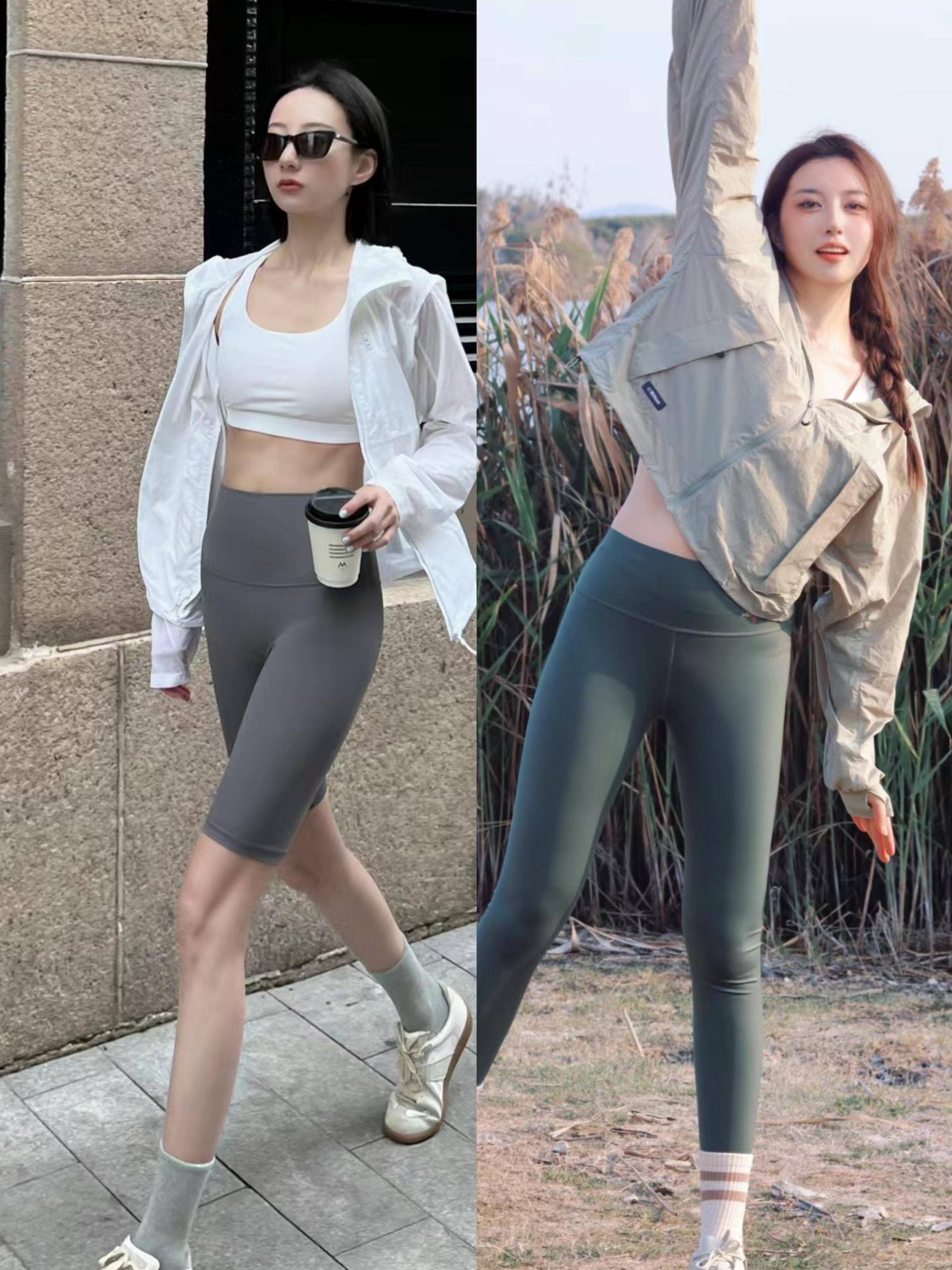 夏天流行一种穿搭,叫做"防晒衣 瑜伽裤",时髦有型,显腿长!