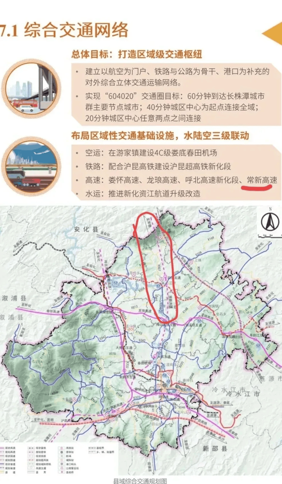 4,在游家设出口,连接春田机场,有助于新化高新区等工业区和县城北部的