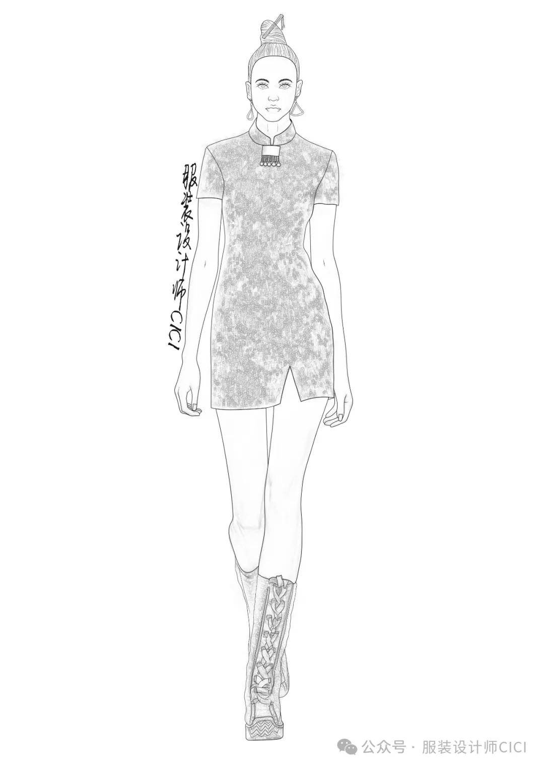 100款-国风新中式-服装效果图(线稿 上色 ai)