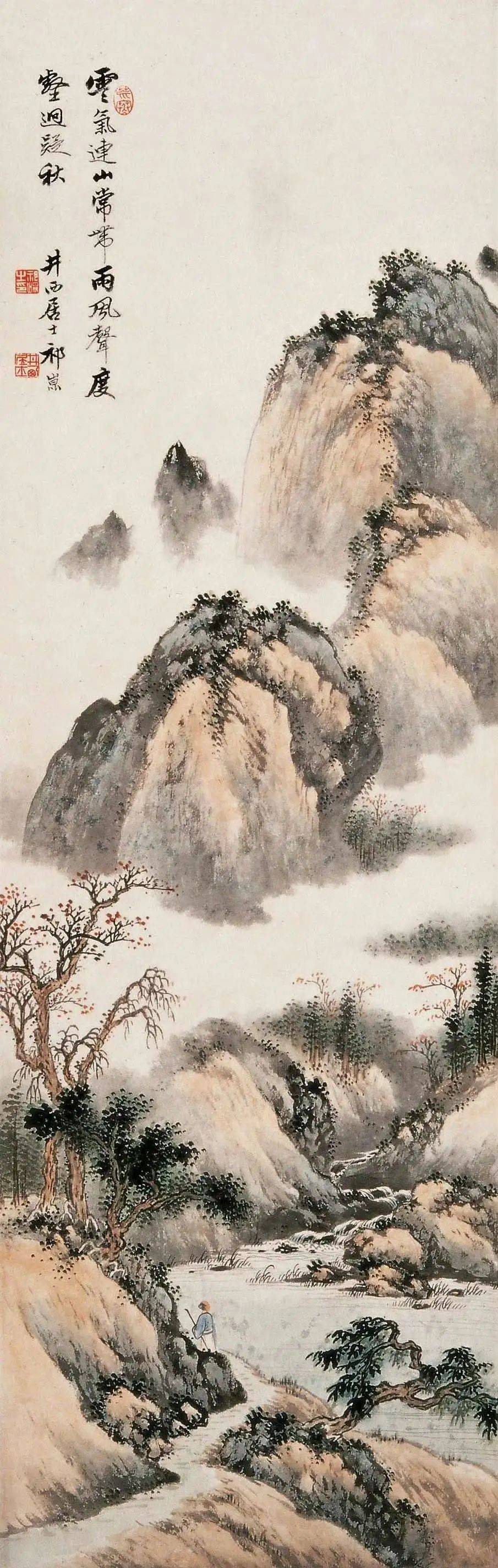 祁崑 山水画,笔法细腻一丝不苟