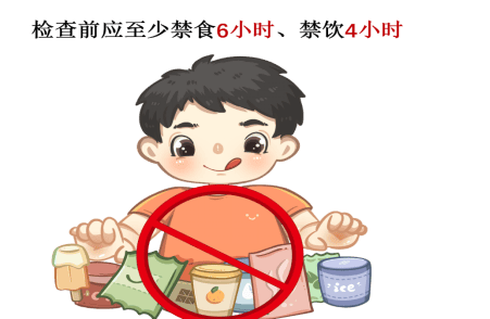 检查前应至少禁食6小时,禁饮4小时,避免少数患者因对比剂过敏而发生