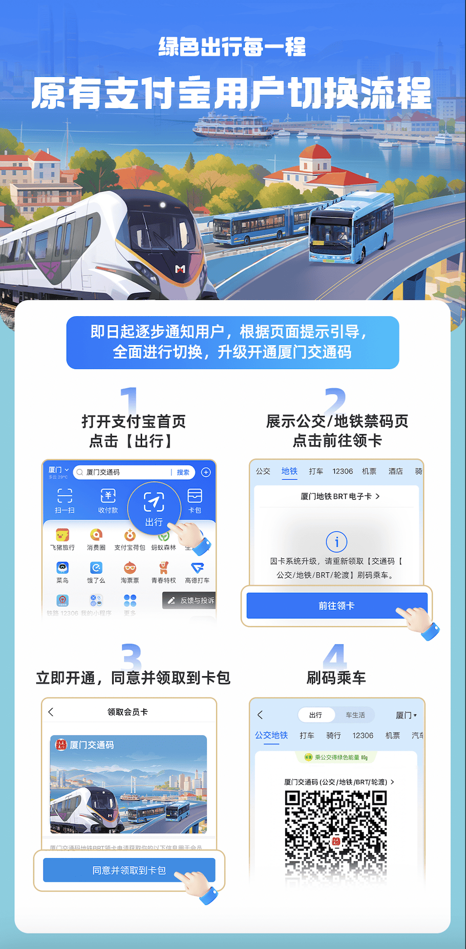 7月12日起,厦门交通码正式上线支付宝.