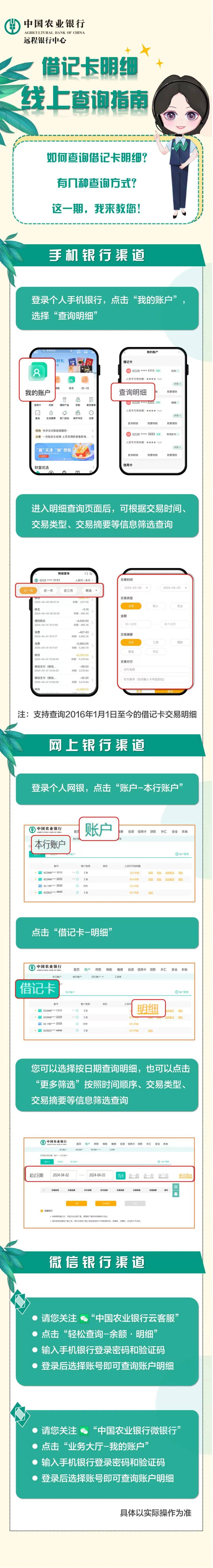 一图了解如何线上查询借记卡明细~