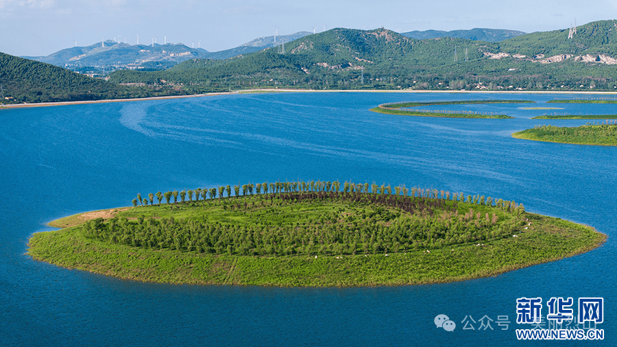 7月29日,航拍位于淮北市烈山区烈山镇的华家湖水库