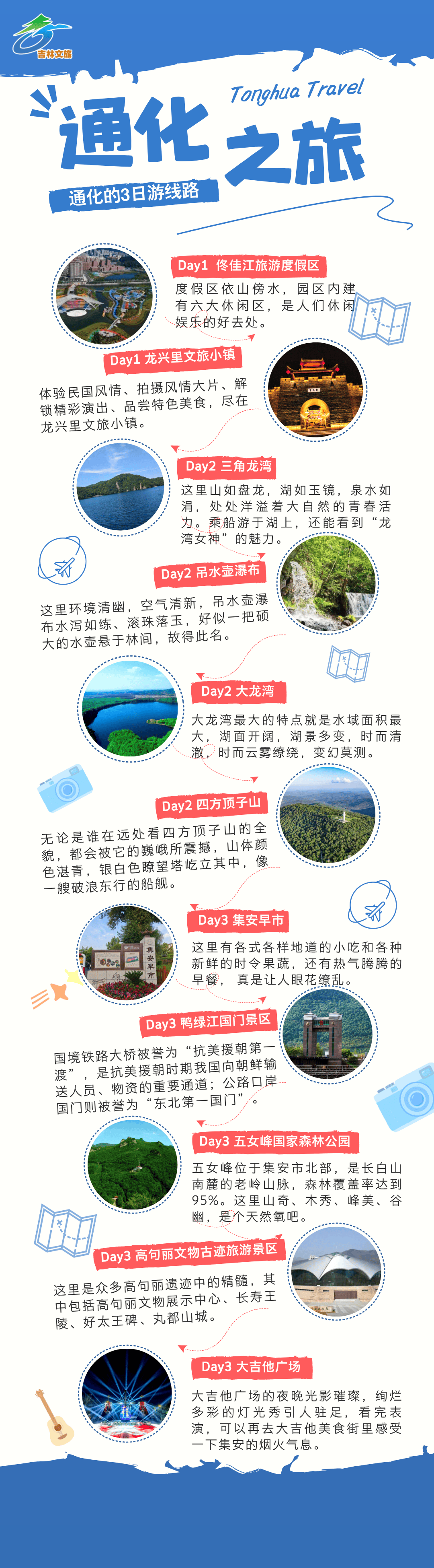 化3日游的线路可直接跟着线路逐一打卡尽情感受通化这座城市的独特魅力~