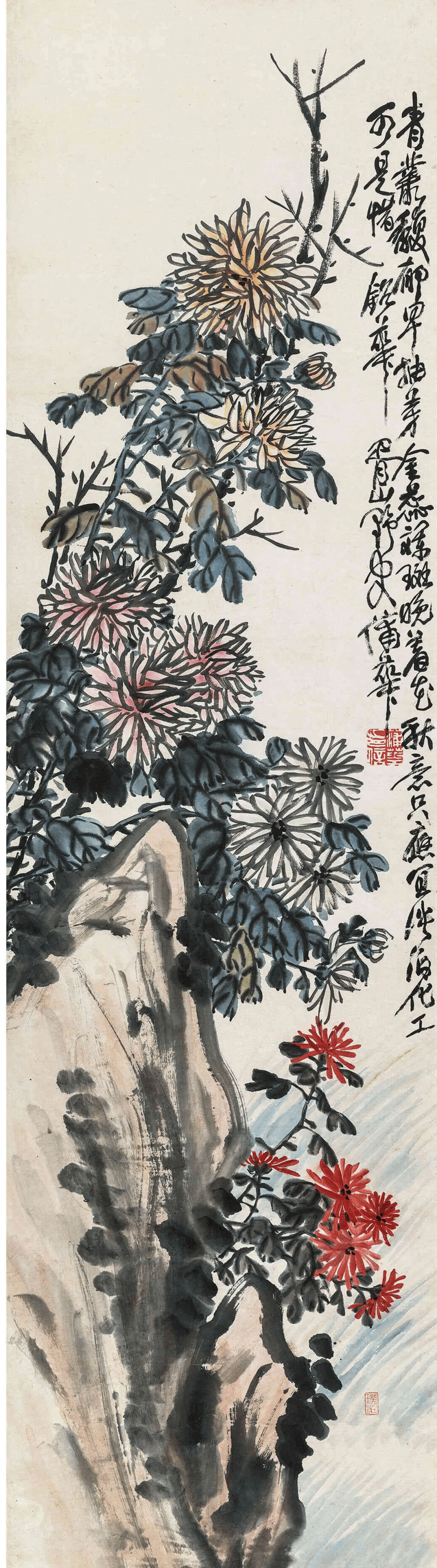 蒲华花卉四屏,光彩照人_书画_朱竹_秀水