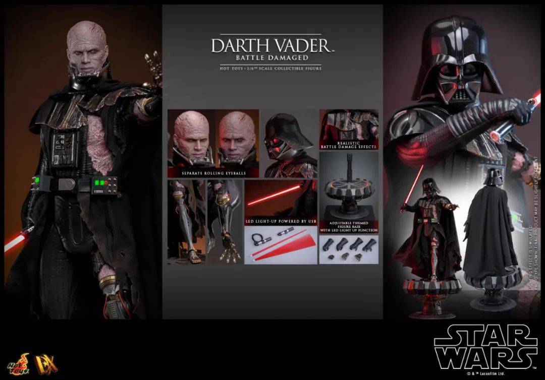 新品预定~ HOTTOYS HT 1/6 DX45 星球大战 达斯维达 战损版 黑武士