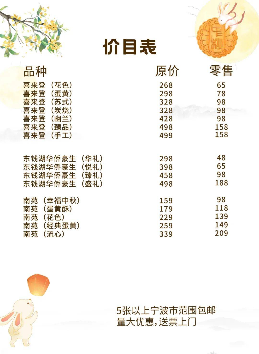 天津桂顺斋月饼价格表图片