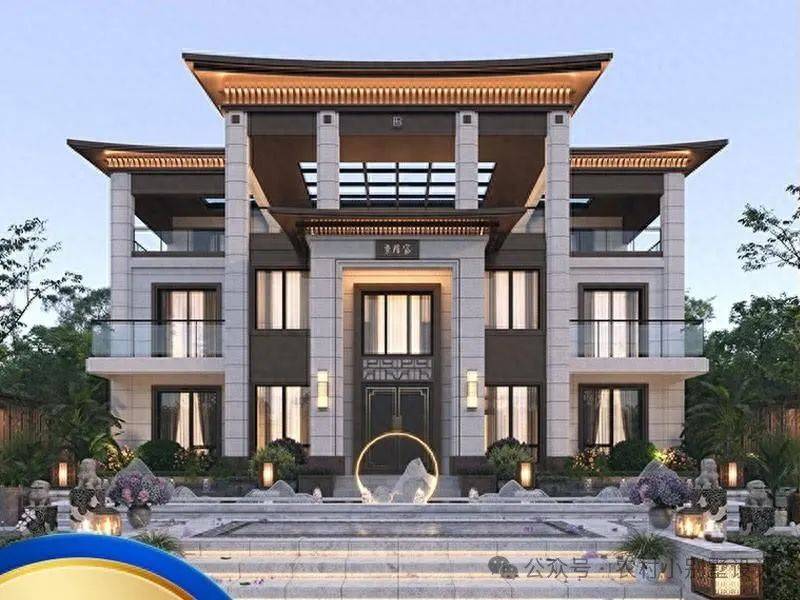 高端大气还实用三层新中式农村自建房别墅,20套新中式三层别墅推荐_信号_平面图_建筑