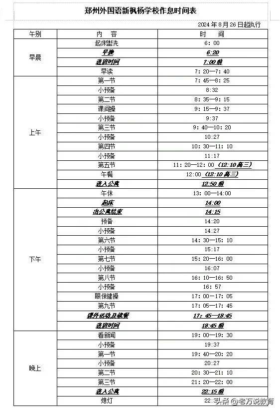 河南城建学院作息表图片