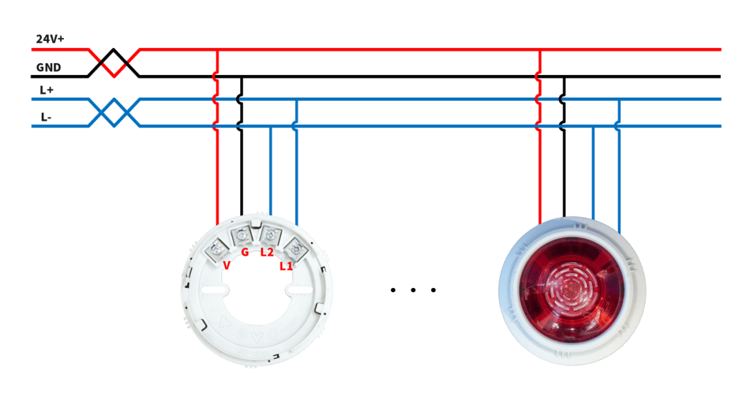 火灾声光报警器接线图图片