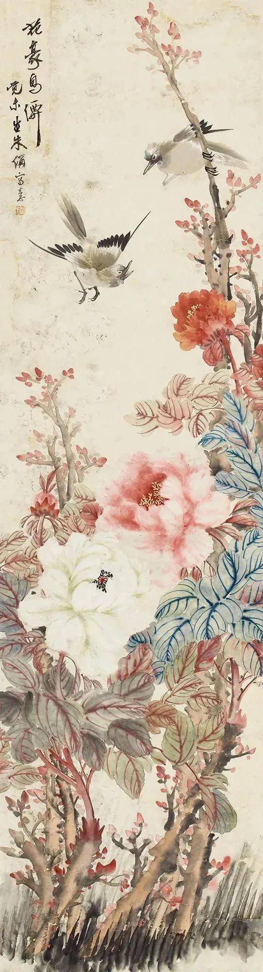 朱偁的花鸟画,笔墨简练,敷色淡雅,清秀怡人!