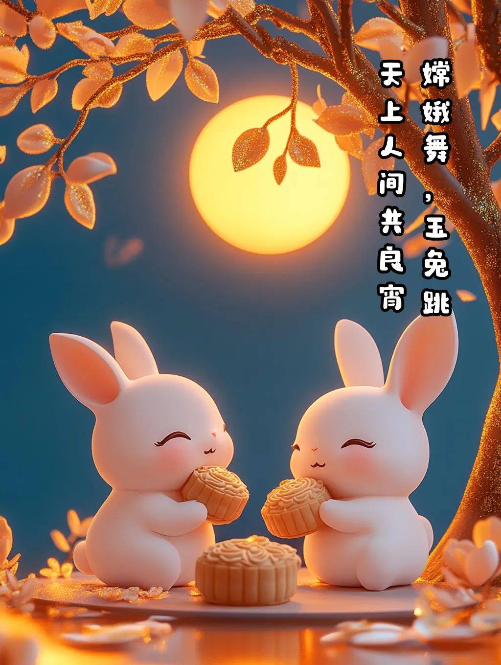 06月中桂花又飘香,人间月饼味芬芳.玉兔携福祝团圆,嫦娥起舞送吉祥.