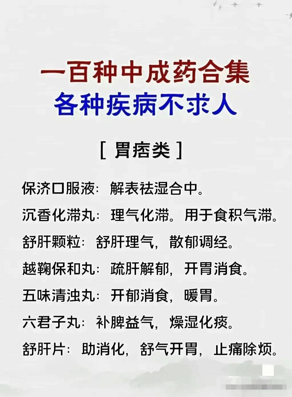 家庭药箱必备!100种中成药宝典
