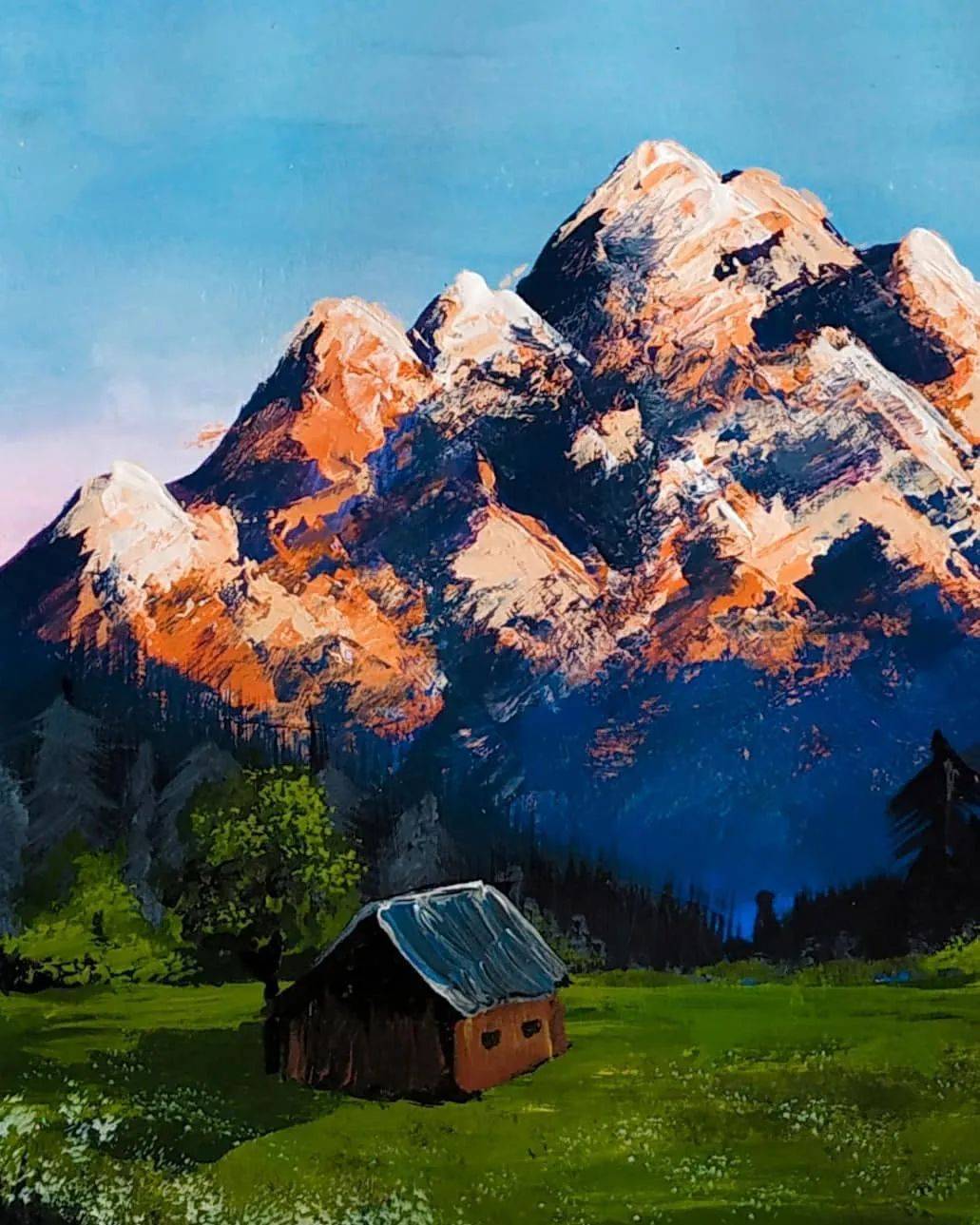 水彩| 风景绘画过程 ,不透明水彩艺术家!