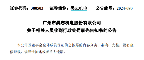 操纵证券市场！昊志机电董事长被罚超1亿元