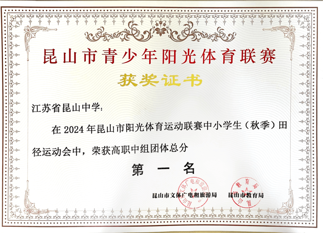 我校田径队荣获2024年昆山市中小学生